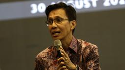 Sekjen PASI, Tigor Tanjung, saat konfrensi pers lomba lari Maybank Marathon ke-9 di Sentra Senayan, Jakarta, Rabu (5/2). Gelaran Maybank marathon ke-9 ini diadakan di Bali. (Bola.com/Yoppy Renato)