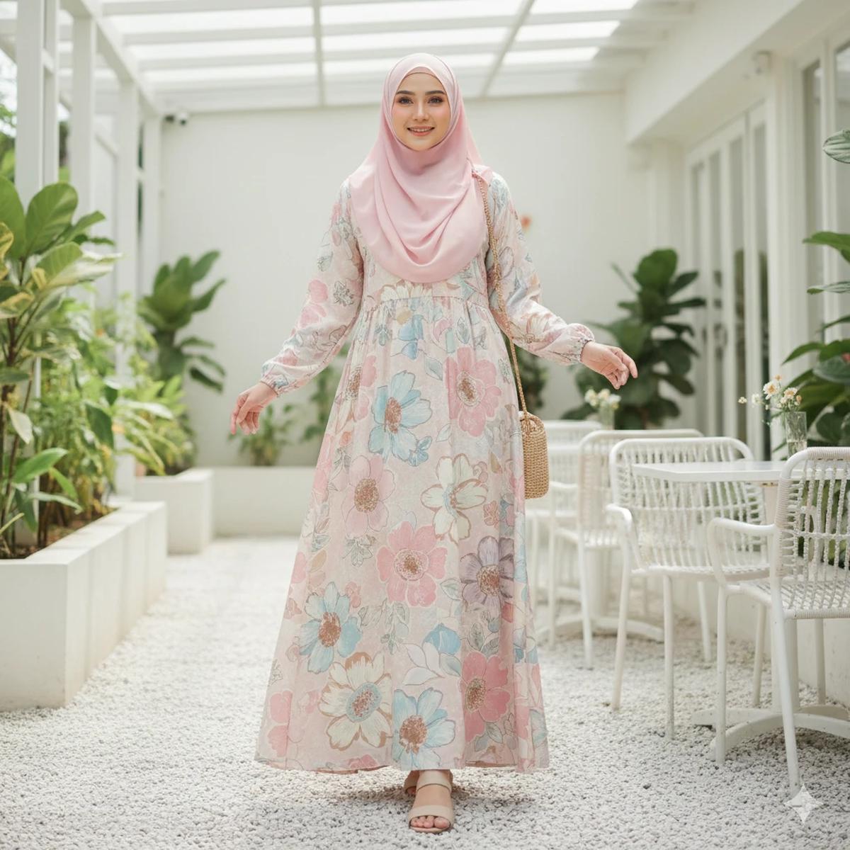 8 Model Gamis Batik Motif Bunga Pastel, Cocok Jadi Tren Busana Muslimah di 2026