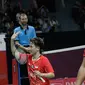 Pasangan Indonesia, Tontowi Ahmad/Lilyana Natsir saat melawan wakil India, Pranaav Jerry Chopra/Reddy N. Sikki pada Indonesia Masters 2019 di Istora Senayan, Jakarta, Selasa (22/1). Indonesia menang 21-15 21-15. (Bola.com/M Iqbal Ichsan)