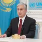 Presiden Kazakhstan Kassym-Jomart Tokayev menyerukan refleksi pemenuhan kewajiban moral bersama yang terkait dengan paradigma membangun "Dunia Baru" (Facebook Kedubes Kazakhstan)