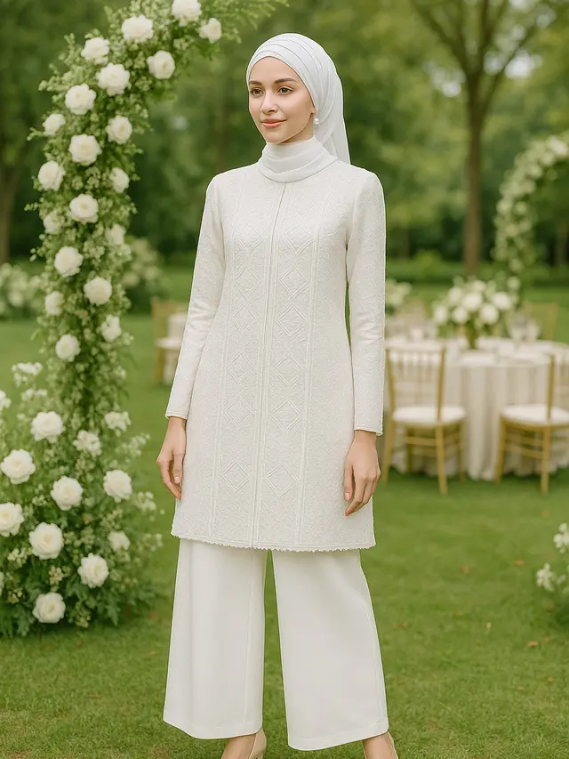 Model Kebaya Islami Bernuansa Putih yang Anggun untuk Akad Pernikahan