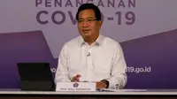 Juru Bicara Satgas Penanganan COVID-19 Wiku Adisasmito menyajikan data COVID-19 tingkat dunia sesuai WHO di Graha BNPB, Jakarta, Selasa (16/2/2021). (Badan Nasional Penanggulangan Bencana/BNPB Mardji)