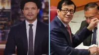 Trevor Noah dan Menkumham Yasonna Laoly saat mengesahkan KUHP baru. Dok: YouTube Trevor Noah dan Liputan6.com