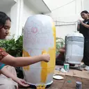 Siswa Labschool Sulap Sampah Jadi Alat Musik dan Dekorasi Panggung