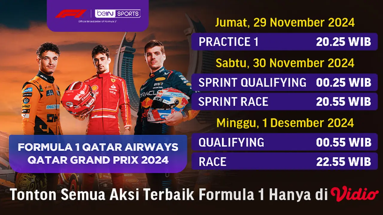 Jadwal F1 Qatar Airways Qatar Grand Prix 2024