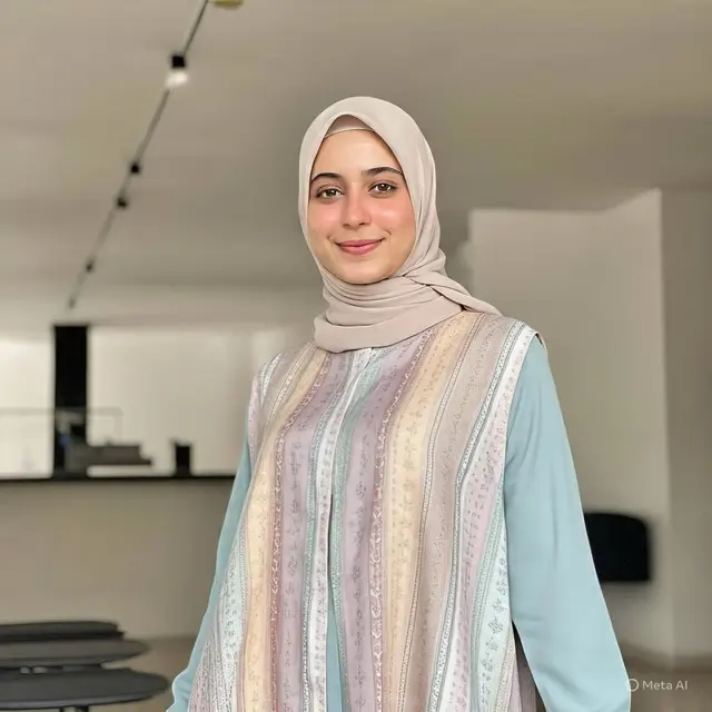 Ilustrasi gamis rompi dengan hiasan (Ilustrasi by AI)