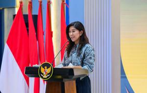 Menkomdigi Meutya Hafid memberikan sambutan saat menghadiri MOU dan PKS dengan Kementerian Pelindungan Pekerja Migran Indonesia/BP2MI RI di Kantor BP2MI, Jakarta, Senin (15/12/2025). (Foto: Istimewa).