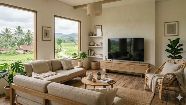 Gambar Ruang Tamu Rumah Minimalis dengan TV Besar