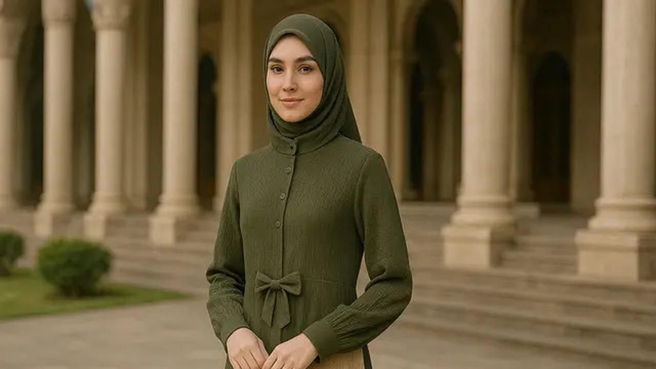 8 Pilihan Model Gamis Syari Polos Kombinasi 2 Warna Terbaru