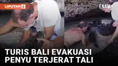 Video evakuasi satu ekor penyu yang dilakukan turis asing viral di Instagram. Turis asing itu membantu melepaskan tali yang terikat di kaki penyu. Momen ini menjadi perhatian Menteri Pariwisata Ekonomi Kreatif Sandiaga Salahuddin Uno.