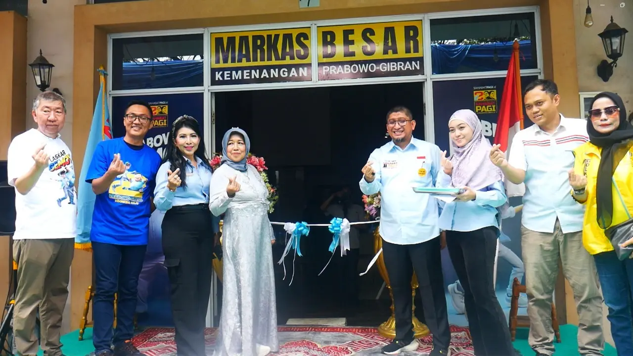 Relawan Sahabat Pagi meresmikan Markas Besar Kemanangan Prabowo-Gibran di Jakarta Garden City, Jakarta Timur, Selasa (5/12/2023). (Istimewa)