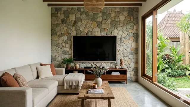 Gambar Ruang Tamu Rumah Minimalis dengan TV Besar