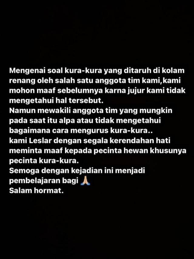 Usai Ditegur Karena Kura-Kura, Rizky Billar Sampaikan Permohonan Maaf kepada Para Pecinta Hewan. (instagram.com/rizkybillar)