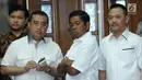 Mensos, Idrus Marham (kedua kanan) saat di ruang sidang pengadilan Tipikor jelang sidang tuntutan dugaan korupsi proyek e-KTP dengan terdakwa Setya Novanto, Jakarta, Kamis (29/3). Sidang mendengar pembacaan tuntutan. (Liputan6.com/Helmi Fithriansyah)