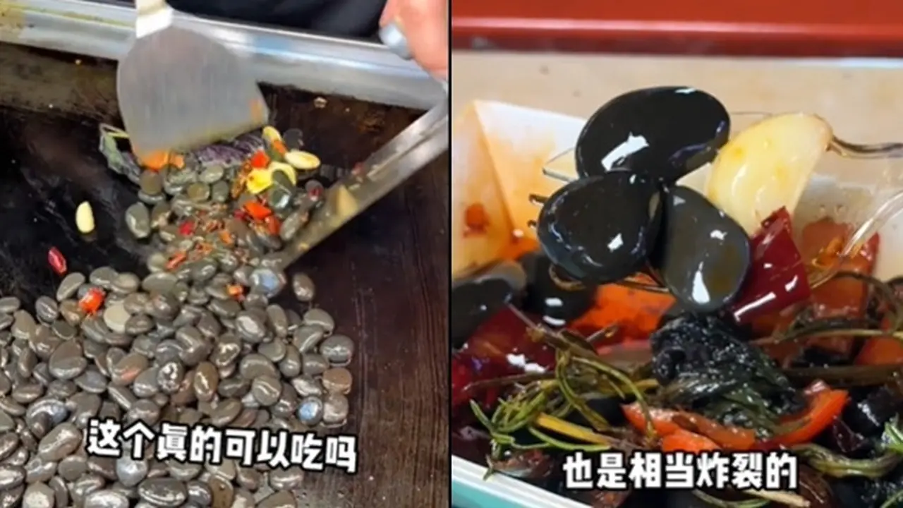 Tumis Batu Tengah Populer di Pasar Malam China, Videonya Bikin Netizen Heran