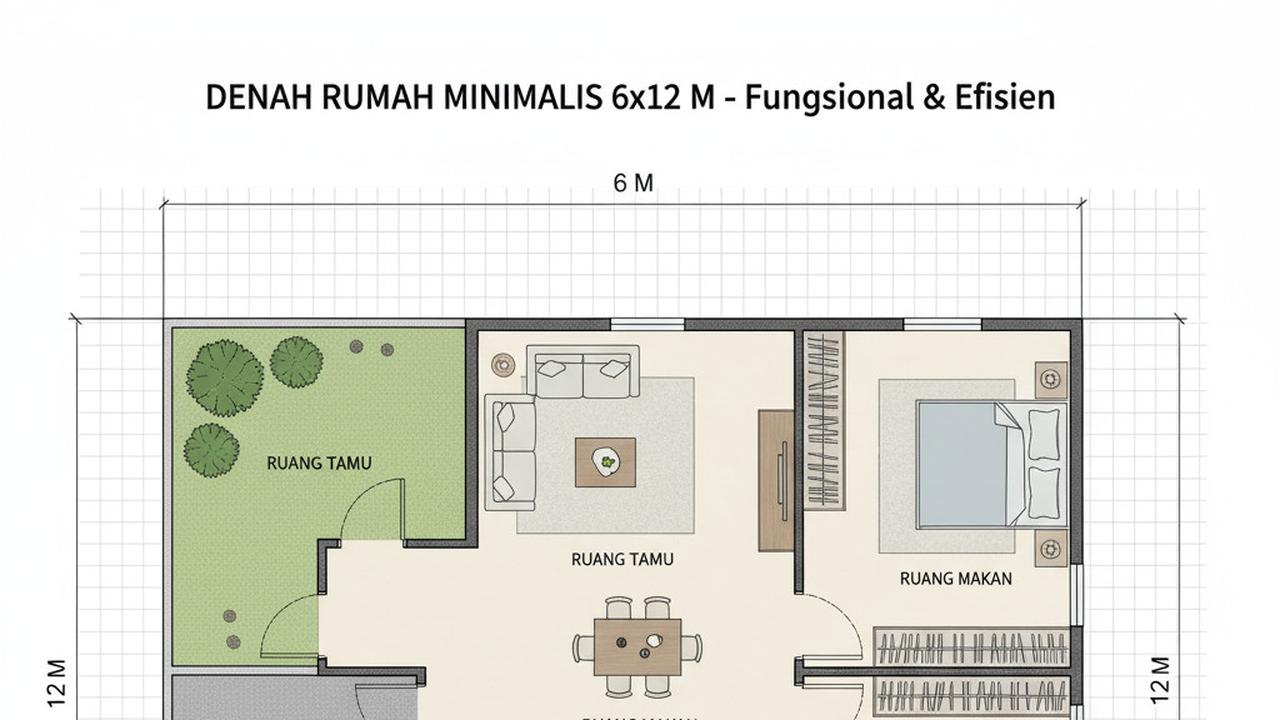 Denah Rumah Minimalis 6x12 Meter Tipe Fungsional dan Efisien