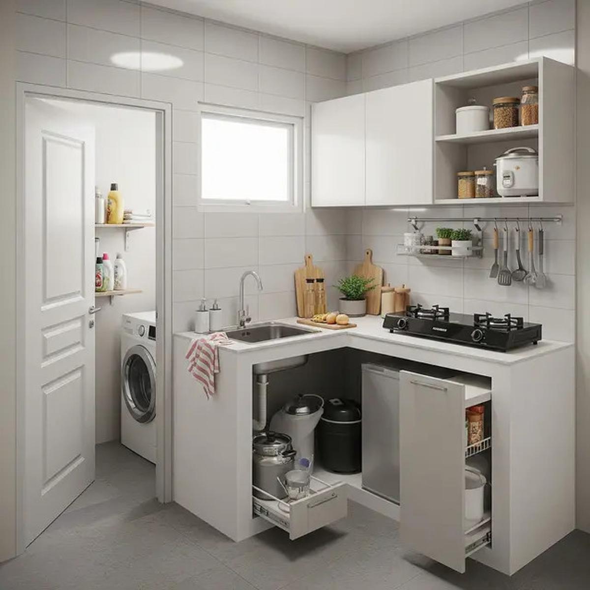 9 Model Dapur Mungil 1,5x2 Meter Rumah Type 21 yang Menyatu dengan Ruang Laundry