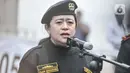 Ketua DPR Puan Maharani memberikan keterangan usai penyematan brevet Hiu Kencana di Dermaga 100, Tanjung Priok, Jakarta Utara, Senin (28/11/2022). Kasal Laksamana TNI Yudo Margono menyematkan brevet Hiu Kencana kepada tujuh pejabat negara sebagai bentuk penghormatan dan penghargaan atas jasa serta pengorbanan khususnya kejayaan TNI Angkatan Laut dalam berpartisipasi demi kemajuan pengembangan kapal selam, baik secara langsung maupun tidak langsung. (merdeka.com/Iqbal S Nugroho)