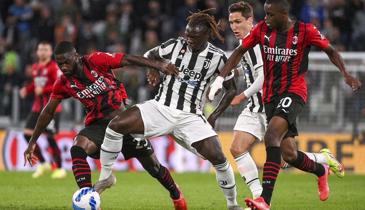 Grande partita giornata keempat Liga Italia musim 2021/2022 antara Juventus dan AC Milan berakhir tanpa pemenang. Kedua kesebelasan harus puas berbagi poin. (La Presse via AP/Marco Alpozzi)