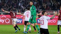 AC Milan menelan kekalahan 1-2 dari Torino pada laga pekan kelima Serie A, di Stadio Olimpico Grande Torino, Kamis (26/9/2019) malam WIB. (Alessandro Di Marco/ANSA via AP)