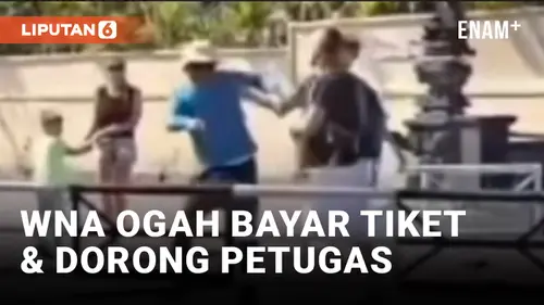 VIDEO: Turis Asing di Bali Enggan Bayar Tiket dan Dorong Petugas di Pantai Geger