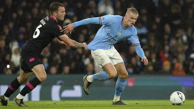 Foto: Cetak Hattrick Keenam untuk Manchester City, Begini Aksi Memukau Erling Haaland saat Laga Perempat Final FA Cup 2022/2023