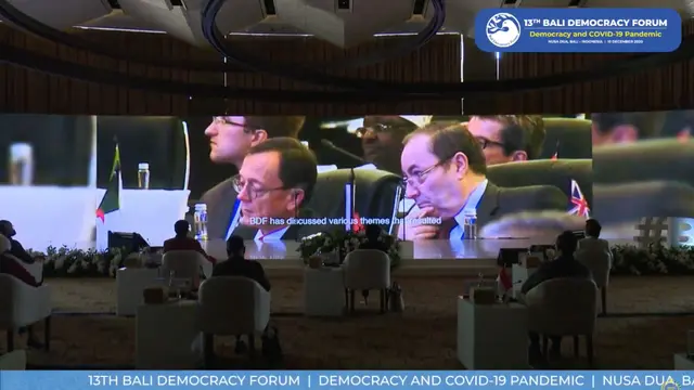 Acara Bali Democracy Forum ke-13 pada Kamis (10/12/2020) di Hotel Sofitel Nusa Dua, Bali. (Foto: Live Streaming Youtube MOFA Indonesia)
