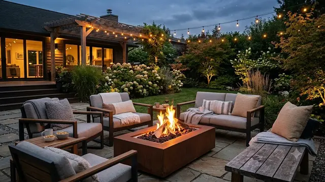 Outdoor Living dengan Fire Pit Modern