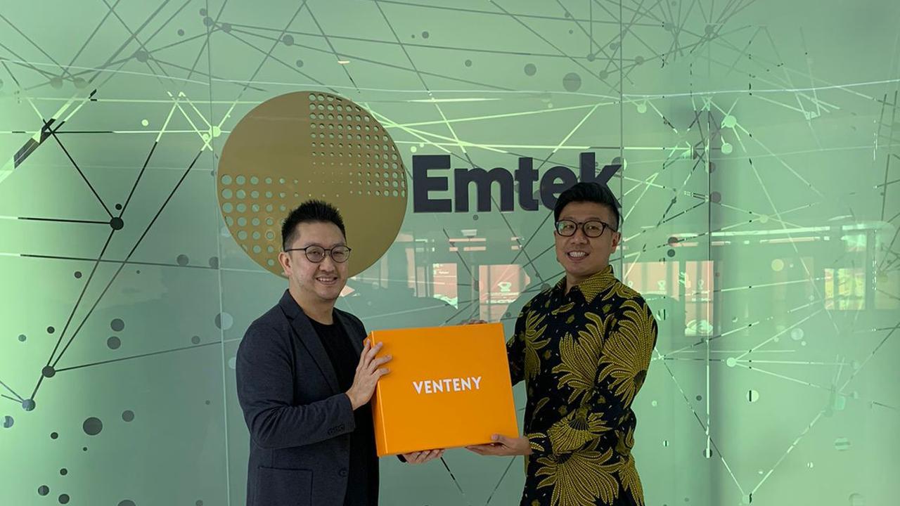 CEO VENTENY Jun Waide (kanan) dalam agenda media visit di SCTV Tower, Kamis (14/9/2023).