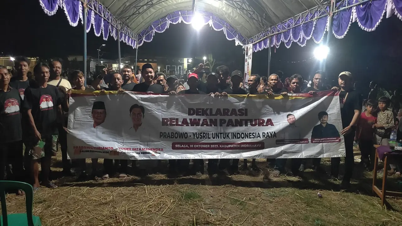 Ribuan masyarakat yang mengatasnamakan sebagai Relawan Pantura mendeklarasikan dukungan ke Prabowo Subianto untuk menjadi calon presiden (Capres) pada 2024 sekaligus mendukung pasangan Prabowo-Yusril di pemilihan presiden (Pilpres) 2024 mendatang (Istimew