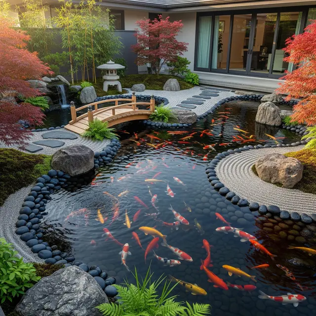 Inspirasi Taman Mini dan Kolam Ikan untuk Menciptakan Suasana Healing di Rumah (AI Generated)