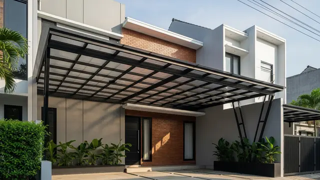 Kanopi Baja Ringan Transparan Gaya Industrial