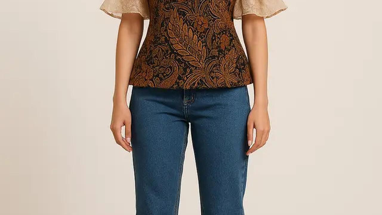 7 Model Batik Brokat Kombinasi Lengan Ruffle Modern, Anggun dan Kekinian