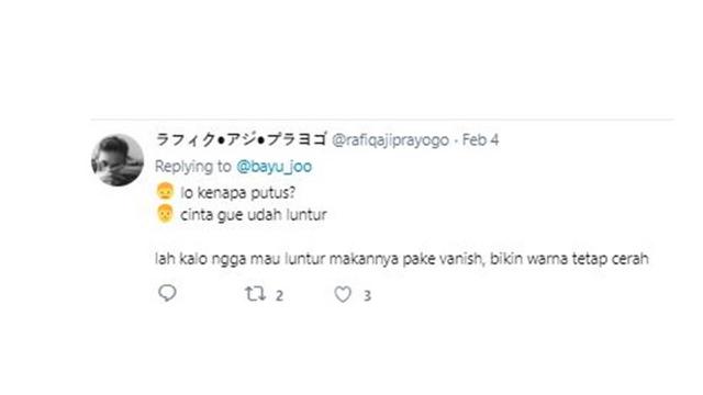 Alasan kenapa putus (sumber: Twitter)