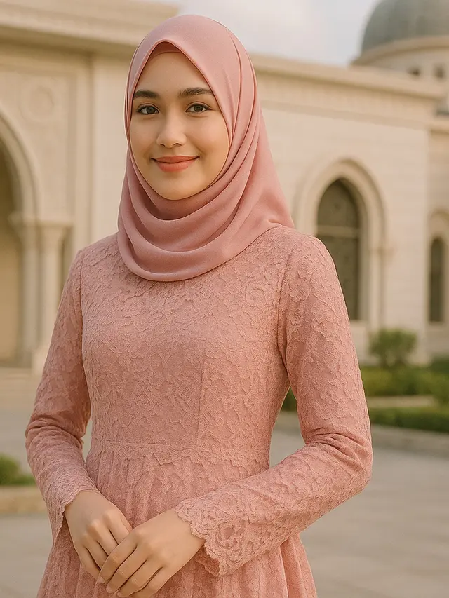 Model Dress Brokat Syari untuk Tunangan hingga Akad Nikah