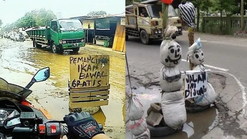 6 Tulisan di Jalan Berlubang Ini Nyeleneh Banget, Kocak
