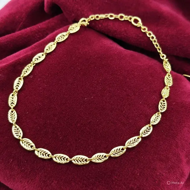 Model Gelang Daun Rantai Emas 24 Karat untuk Tangan Kurus