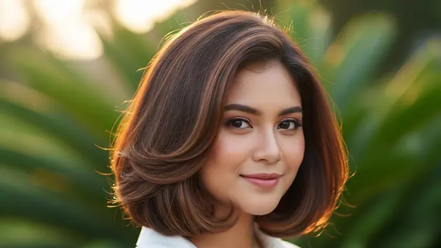 Model Rambut Pendek Gelombang untuk Wajah Bulat