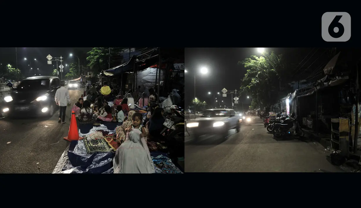 Foto kombo suasana salat Tarawih malam pertama Ramadan tahun lalu dan saat ini di Musala Miftahul Jannah, Pasar Gembrong, Jakarta, Kamis (24/4/2020). Penerapan PSBB untuk memutus rantai penyebaran Covid-19 membuat masjid serta musala di Jakarta meniadakan salat Tarawih. (merdeka.com/Iqbal S Nugroho)