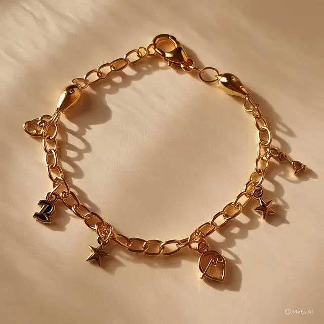 Ilustrasi Gelang Emas Charm Bracelet (Created by Meta AI)