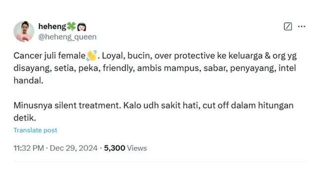 6 Karakter Zodiak Cancer Menurut Netizen, Suka Lakukan Silent Treatment