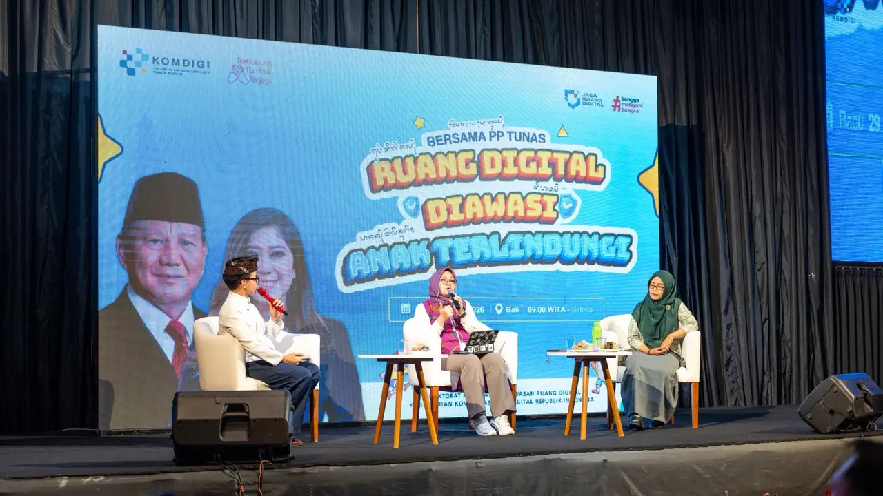 Diskusi publik bertajuk “Bersama PP TUNAS: Ruang Digital Diawasi, Anak Terlindungi” di Bali. (Istimewa)