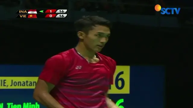 Pebulutangkis tunggal putra Indonesia Jonatan Christie berhasil lolos ke final bulutangkis SEA Games 2017.