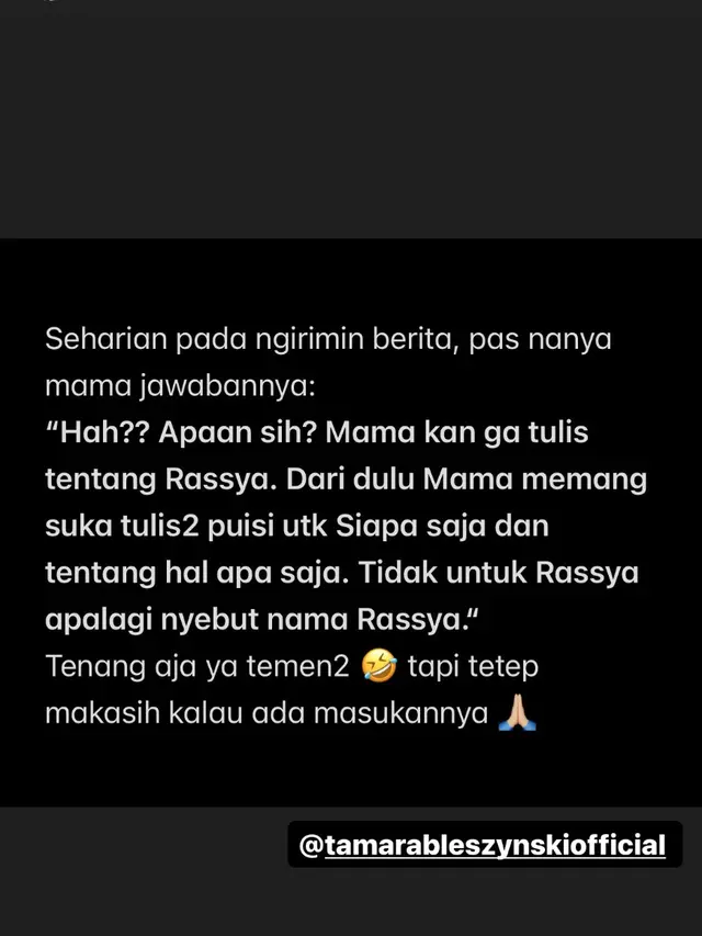 Unggahan Teuku Rassya. (Foto: Dok. Instagram @teukurassya)
