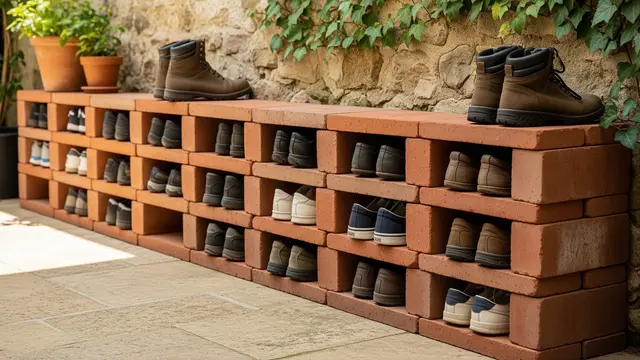 Ide Rak Sepatu Outdoor dari Bata Merah Susun