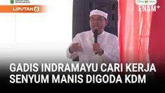 Gubernur Jawa Barat Dedi Mulyadi meluncurkan aplikasi Ketenagakerjaan "NYARI GAWE" Pemerintah Provinsi Jawa Barat, di Indramayu, Selasa (7/10). Dalam momen ini, Dedi sempat menggoda seorang wanita pencari kerja asal Indramayu.