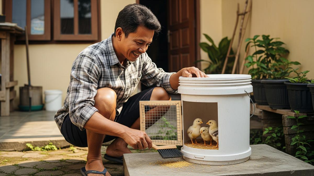 Cara Membuat Kandang Ayam Mini dari Ember Cat, Tetap Bersih dan Anti Bau