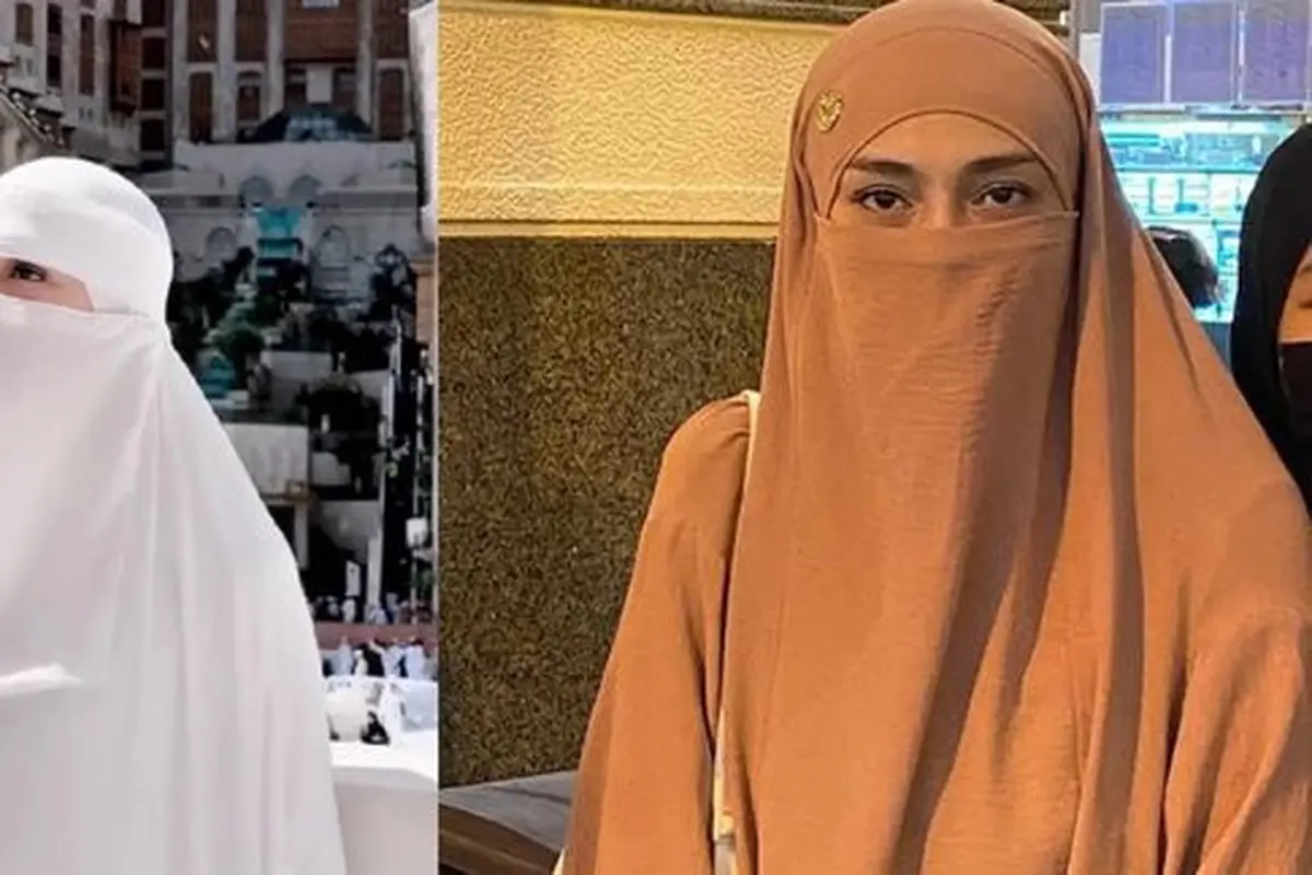 Celine Evangelista Tampil Bercadar saat Umrah (credit: instagram/celine_evangelista/boyhamzah)
