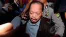 Sutan Bhatoegana memilih tak berkomentar banyak saat dimintai keterangan soal pemeriksaannya di KPK, Jakarta, Selasa (20/1/2015). (Liputan6.com/Faisal R Syam)