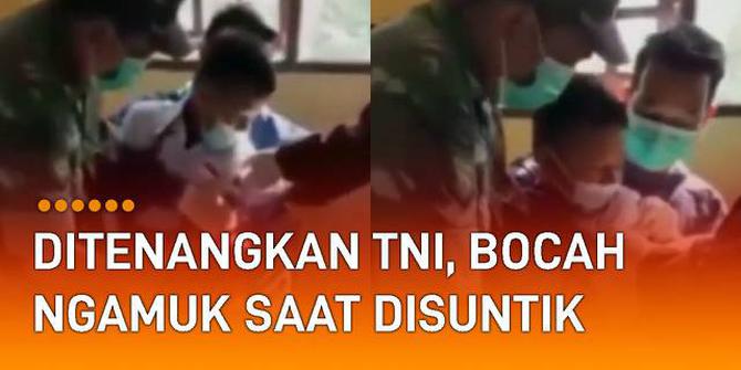 VIDEO: Ditenangkan TNI, Bocah Ngamuk Saat Hendak Disuntik